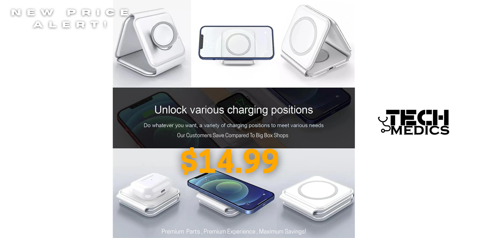 Wireless charger $14.99 - unlock various charging positions at Tech Medics Macon
